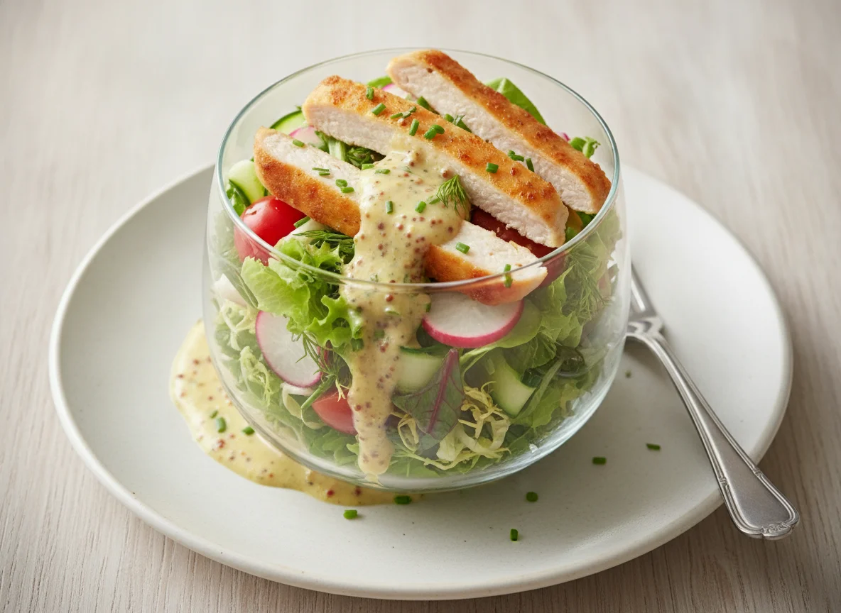 Salatcup Hähnchen mit Senf-Dressing photo