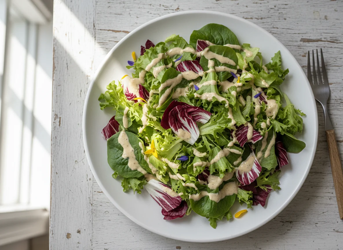 Salatreste mit Dressing photo