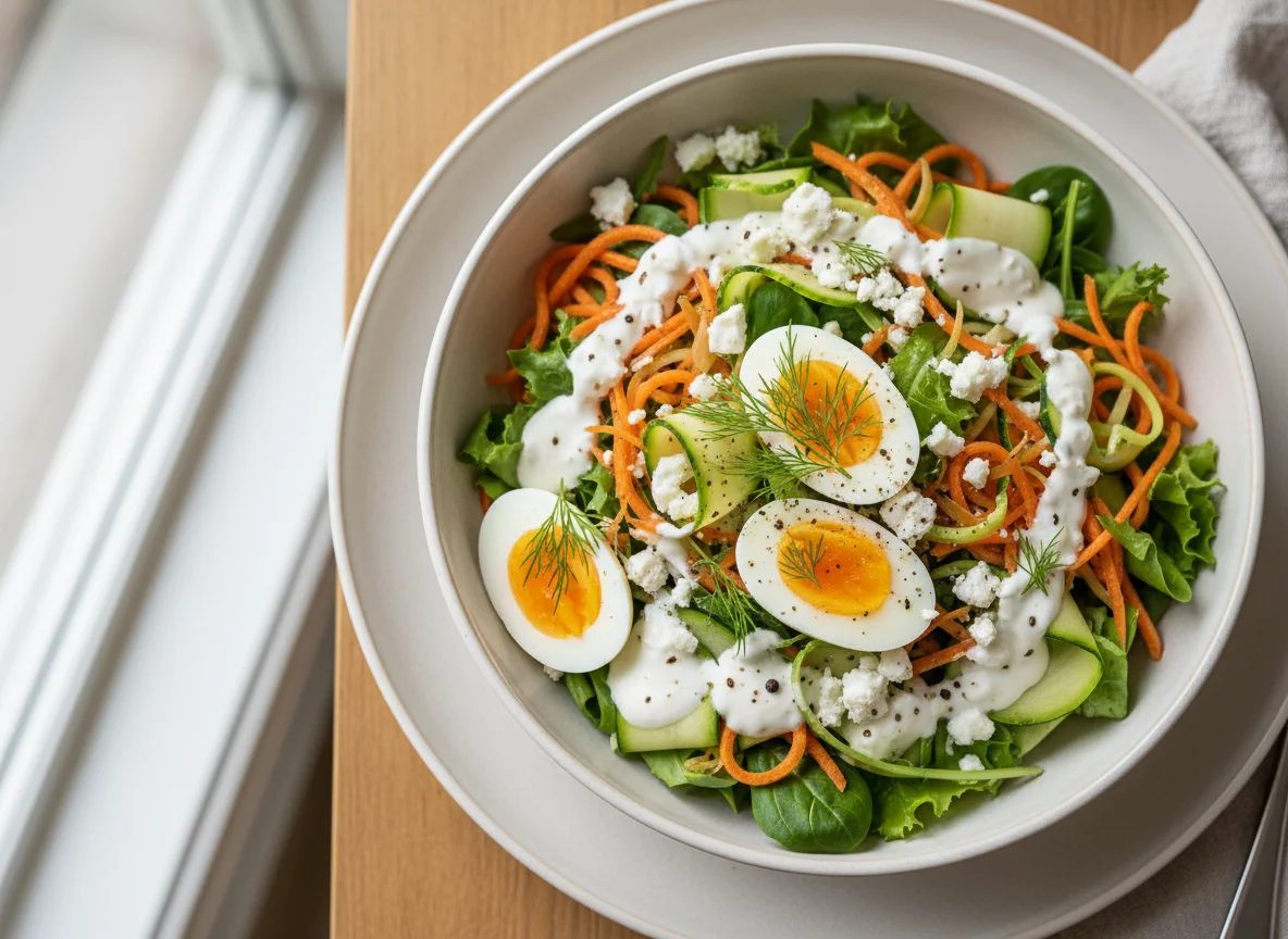 Salatschüssel mit Ei und Feta photo