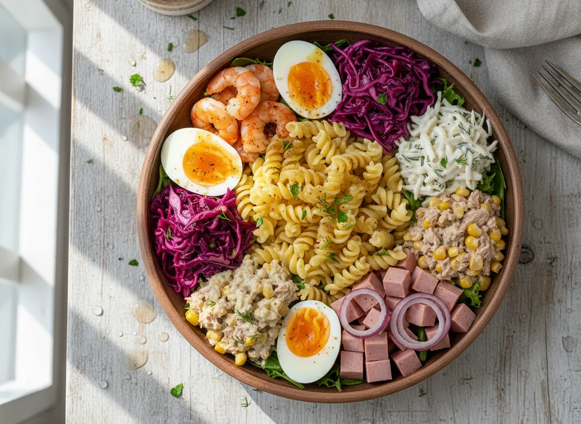 Salatschüssel mit verschiedenen Zutaten photo