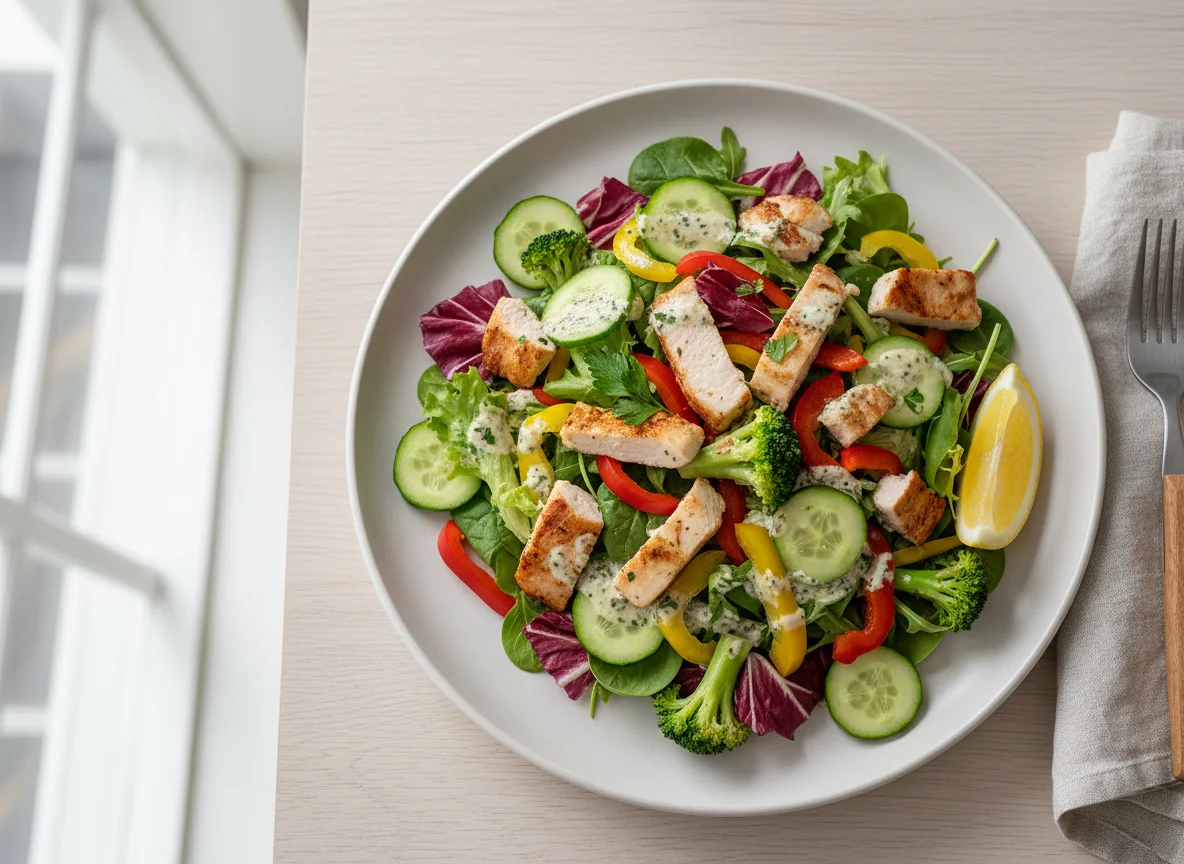 Salatteller mit Fleisch photo