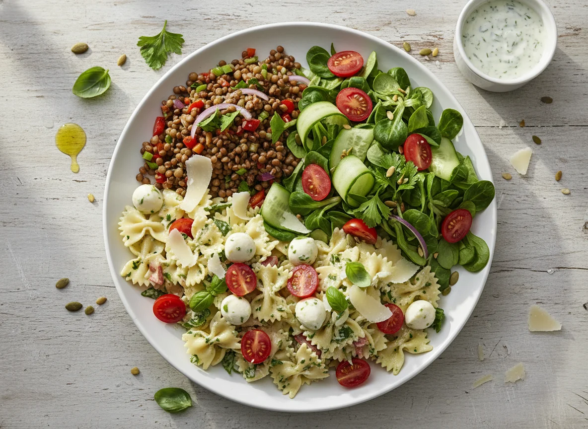 Salatteller mit verschiedenen Beilagen photo