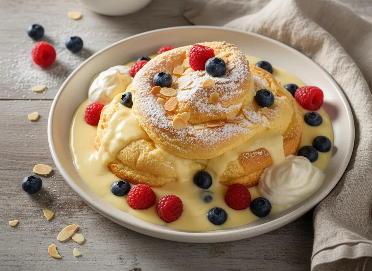 Salzburger Nockerl mit Vanillesauce und Beeren photo