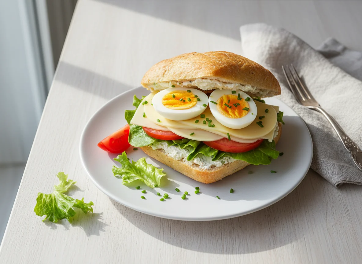 Sandwich mit Ei und Salat photo