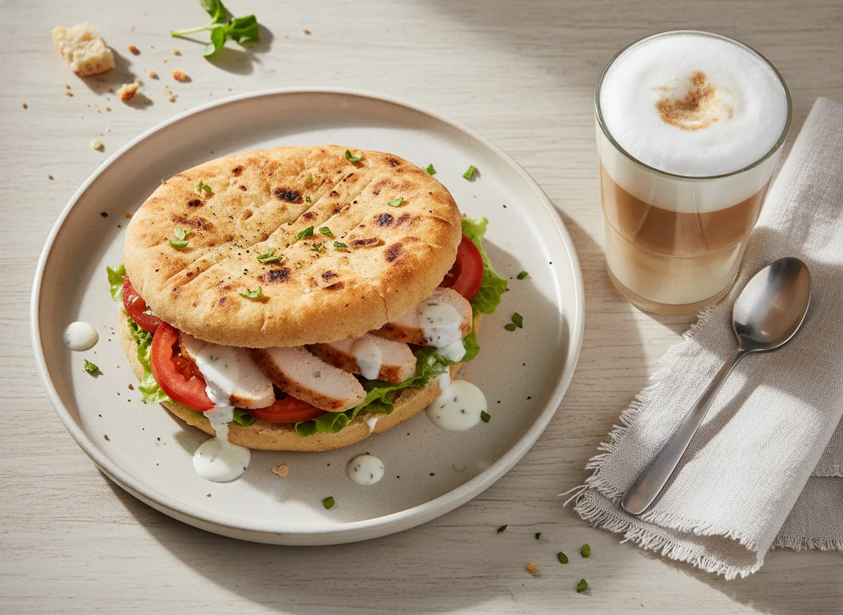 Sandwich und Latte Macchiato photo