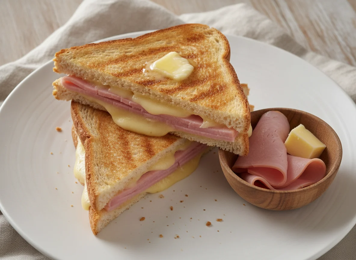 Sandwich-Toast mit Schinken und Käse photo