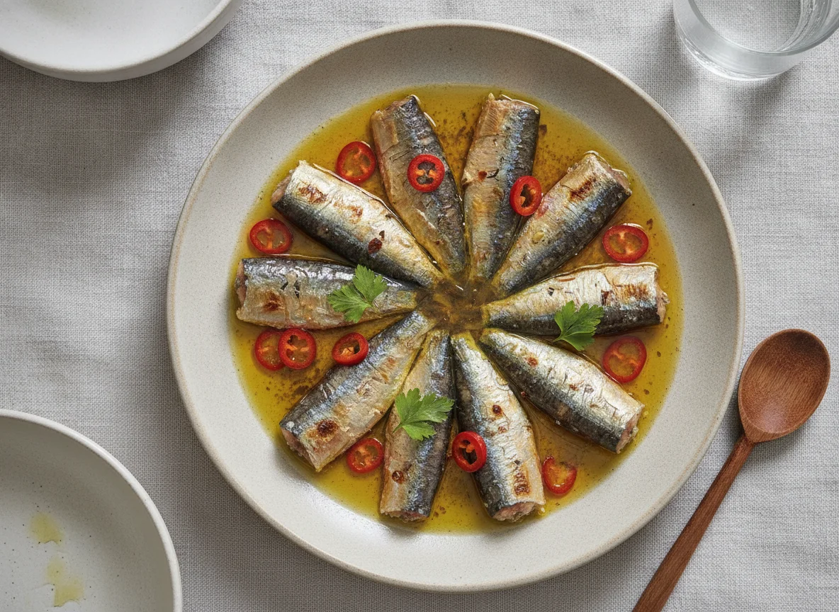 Sardinen in Sonnenblumenöl mit Chili photo