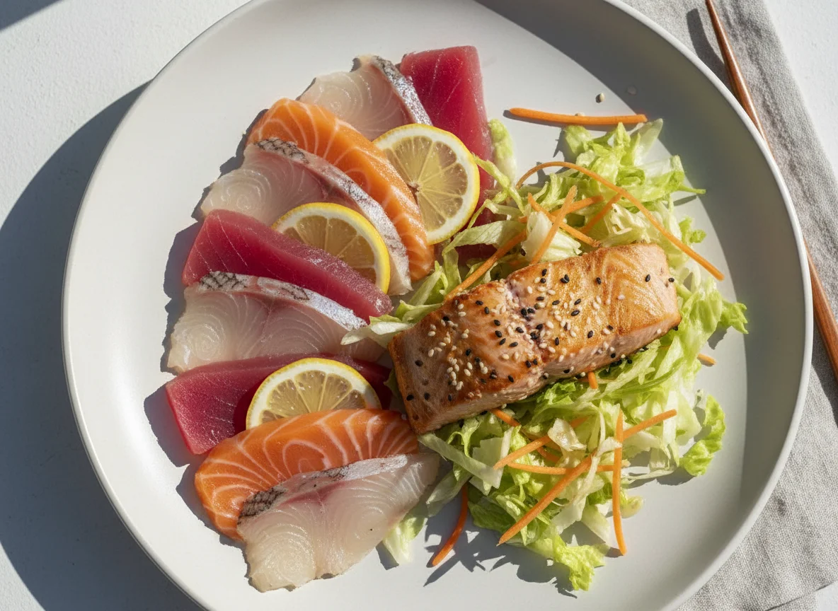 Sashimi und Lachs-Salat photo