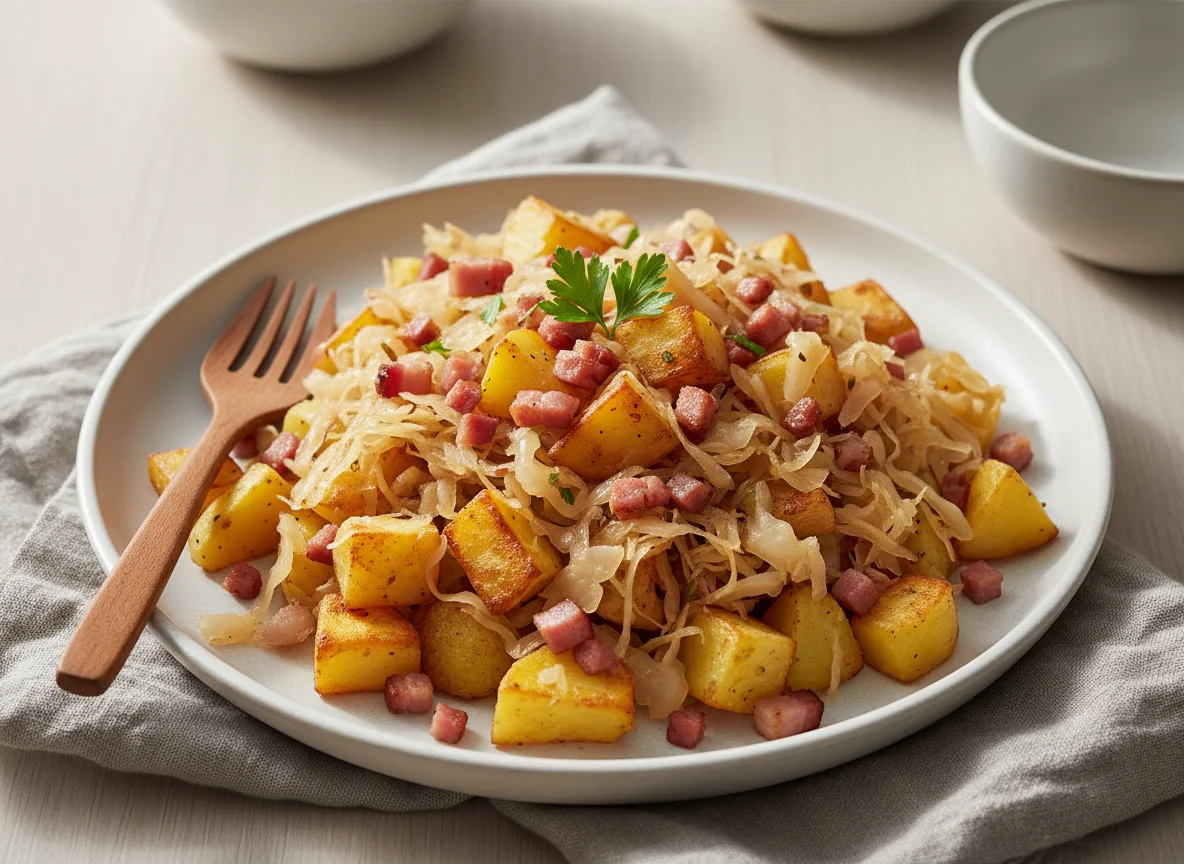 Sauerkraut mit Kartoffeln und Speck photo