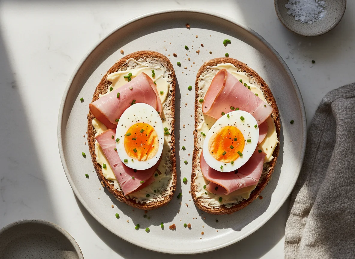 Schinkenbrot mit Ei photo