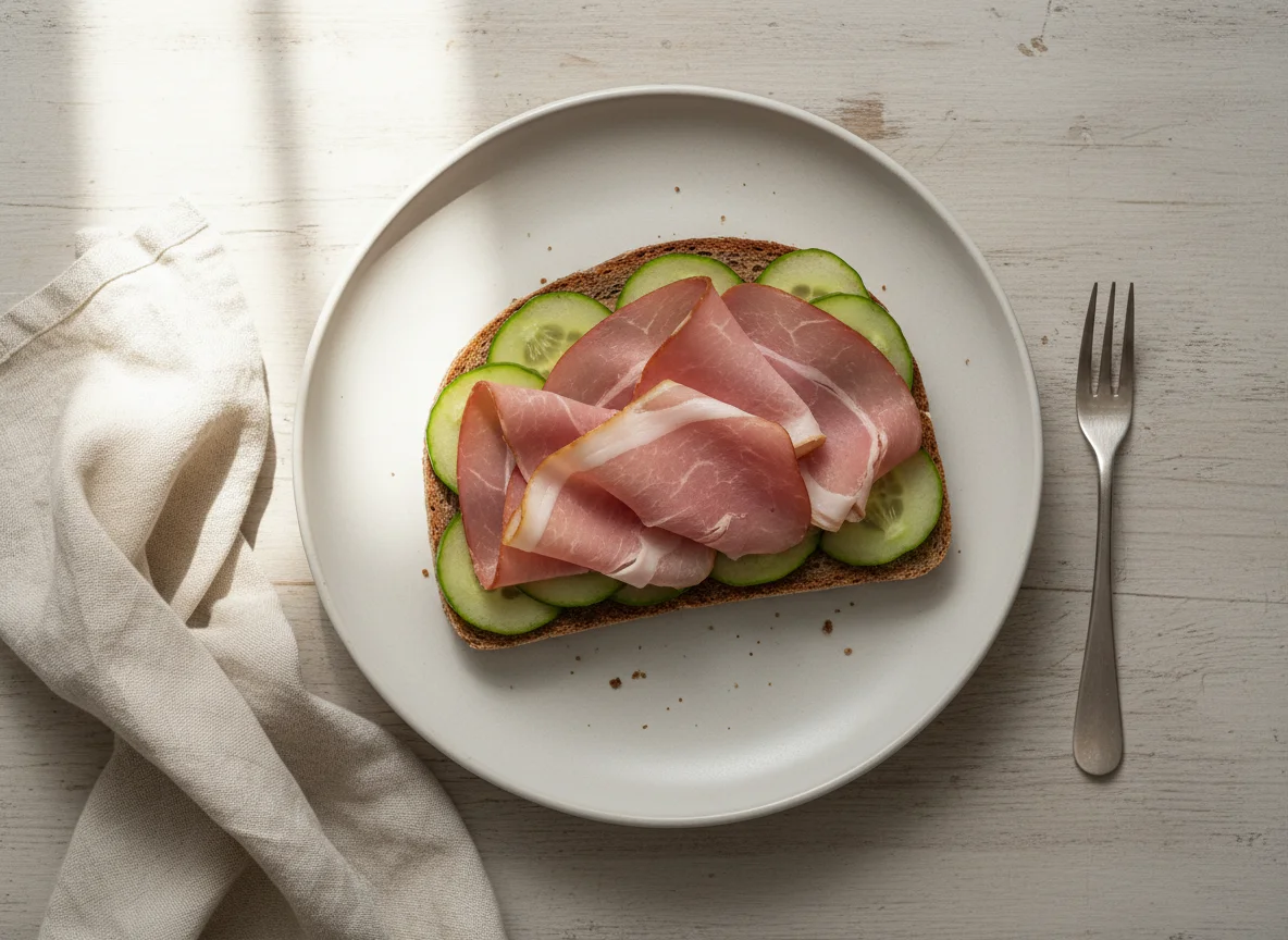Schinkenbrot mit Gurken photo