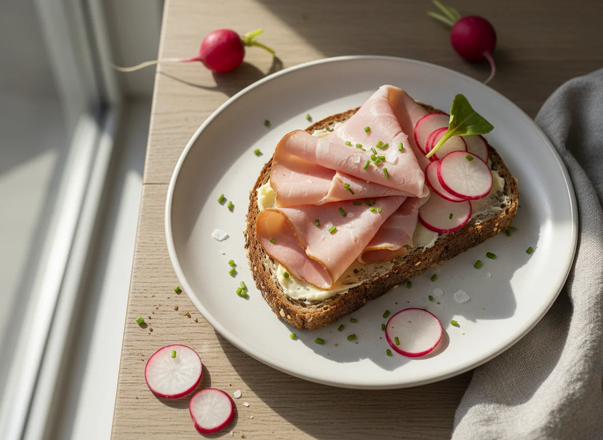 Schinkenbrot mit Radieschen photo