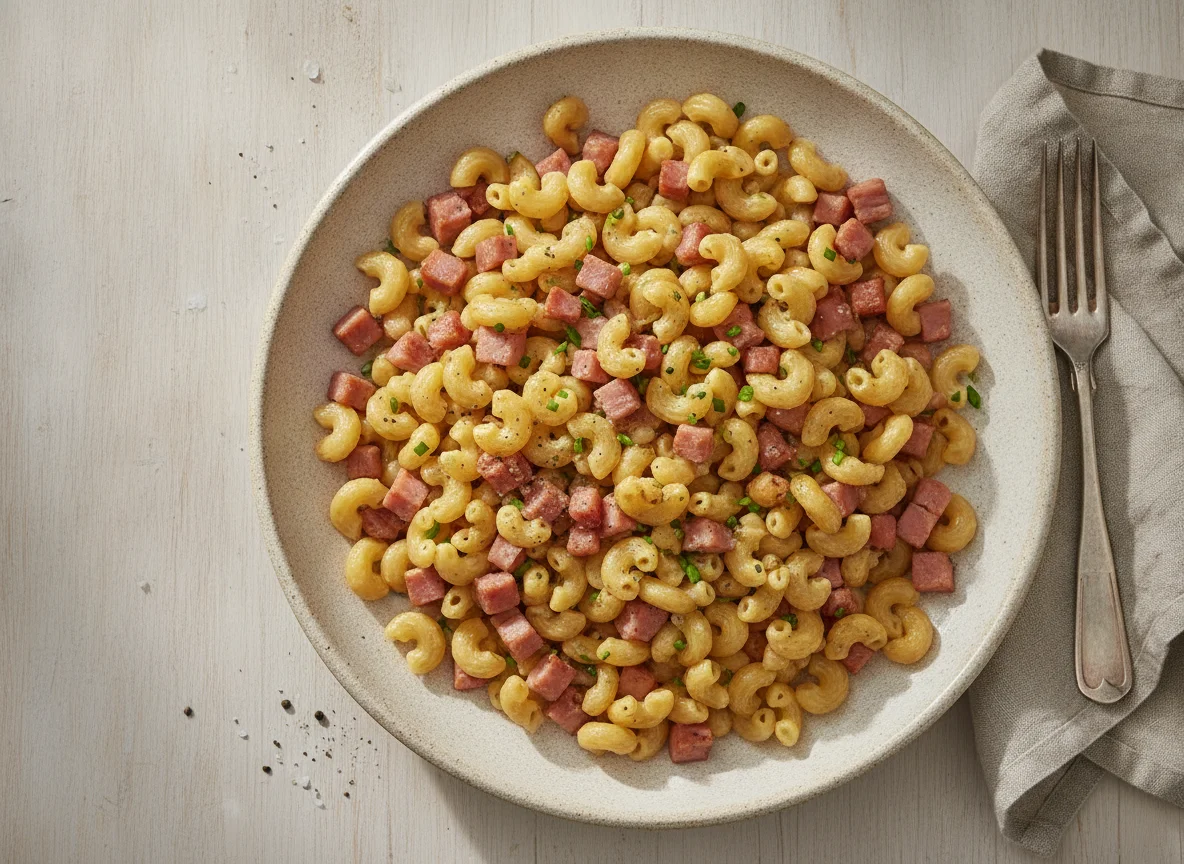 Schinkenfleckerl mit Hörnchen photo