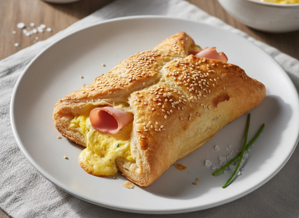 Schinken-Käse-Blätterteigtasche photo