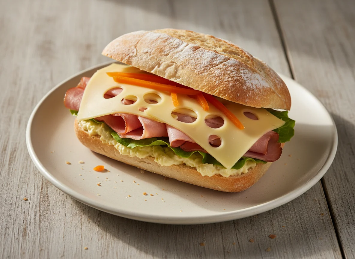 Schinken-Käse-Semmel mit Ei-Aufstrich photo