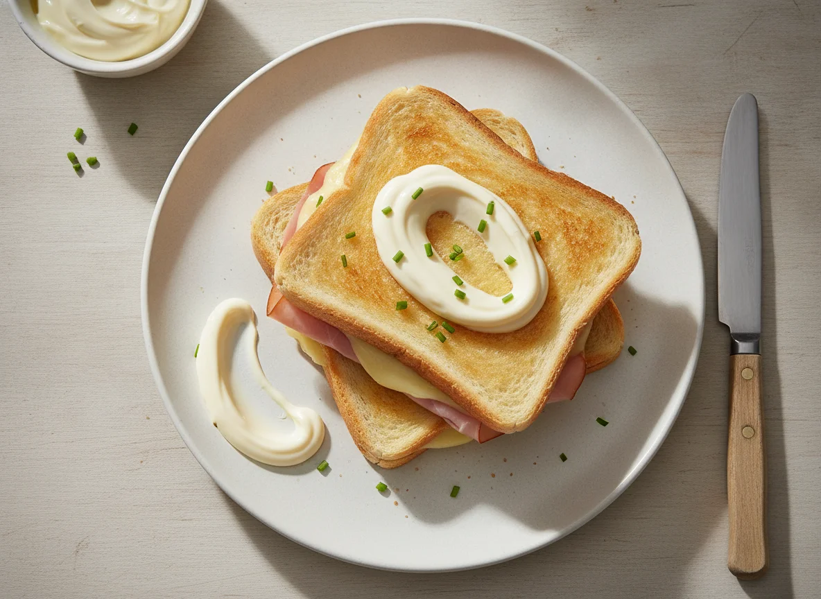 Schinken-Käse-Toast mit Mayonnaise photo