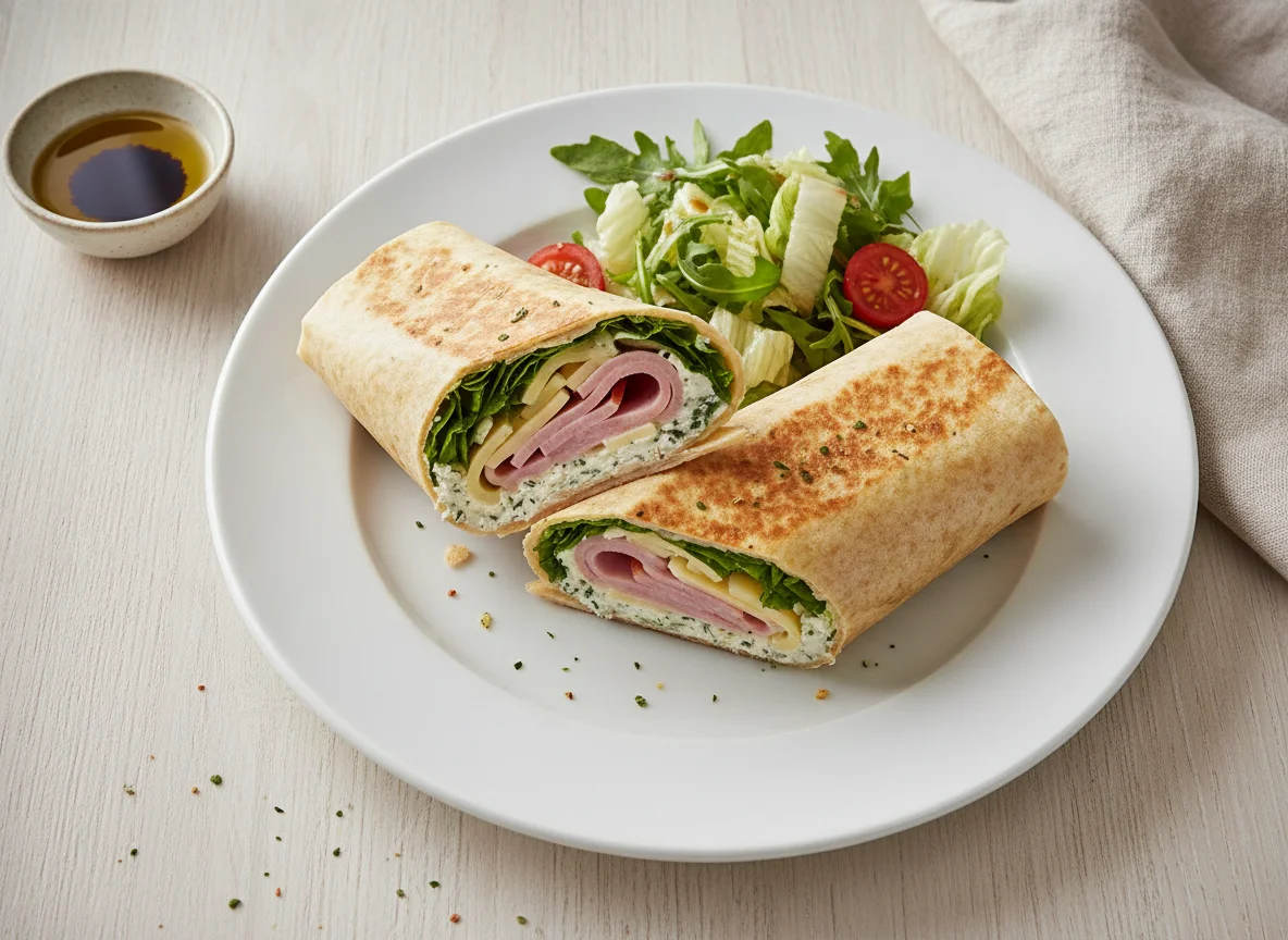 Schinken-Käse-Wrap mit Salat photo
