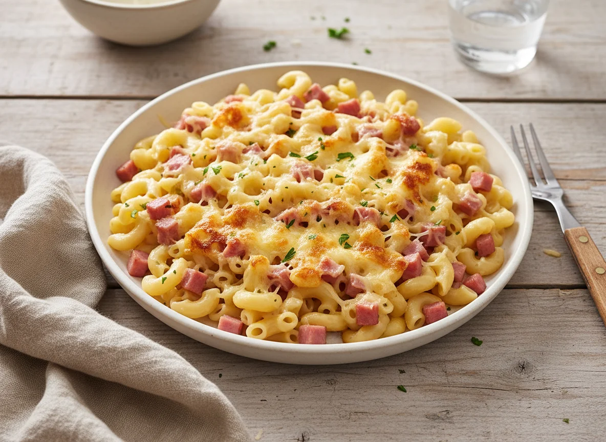 Schinkennudeln mit Käse photo