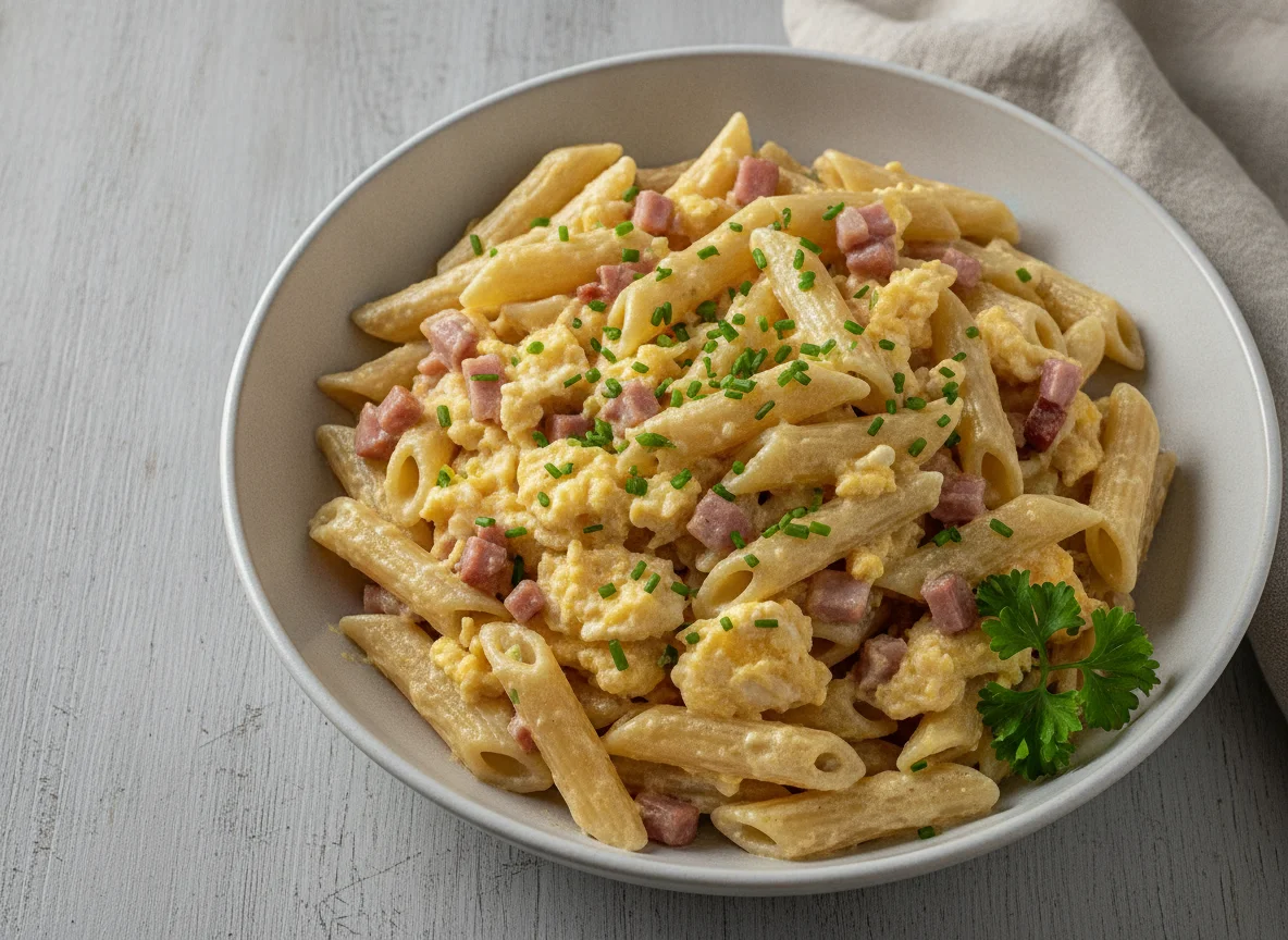 Schinkennudeln mit Sahnesauce photo