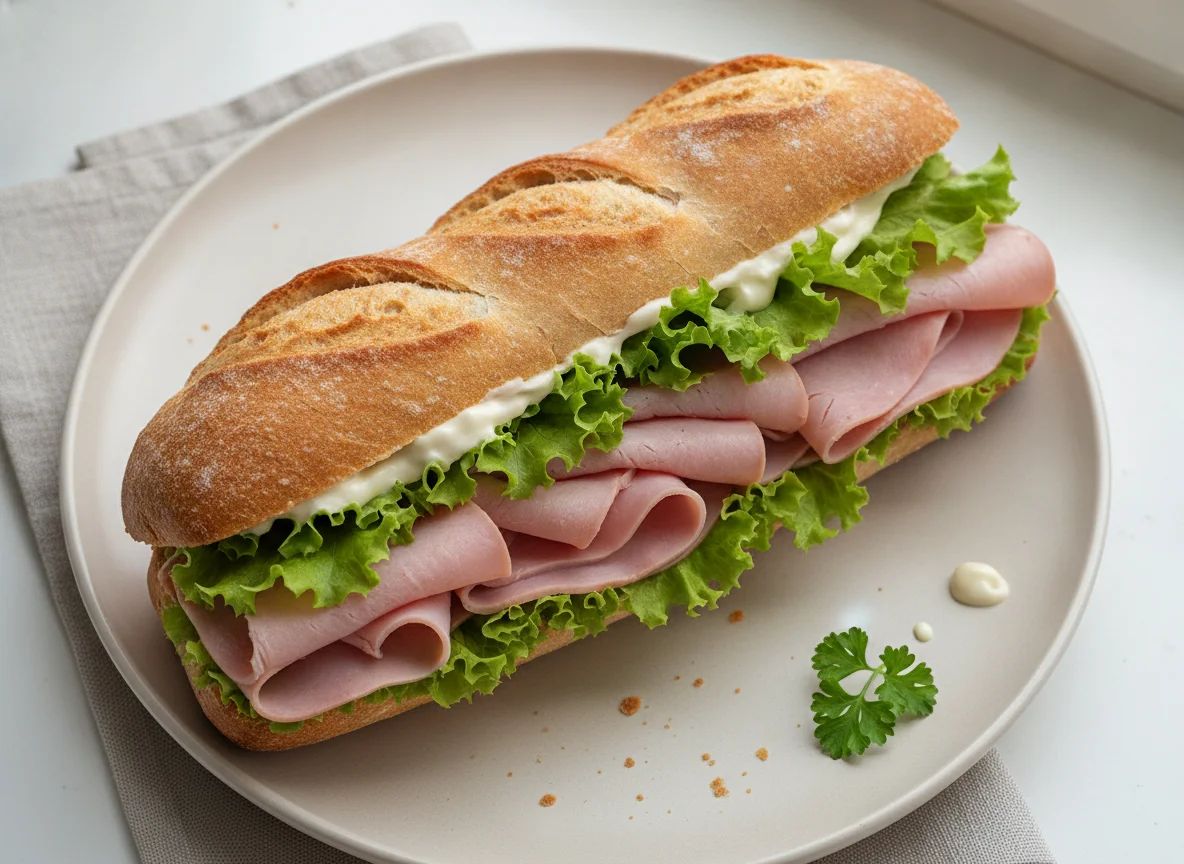 Schinken-Sandwich im Baguette photo