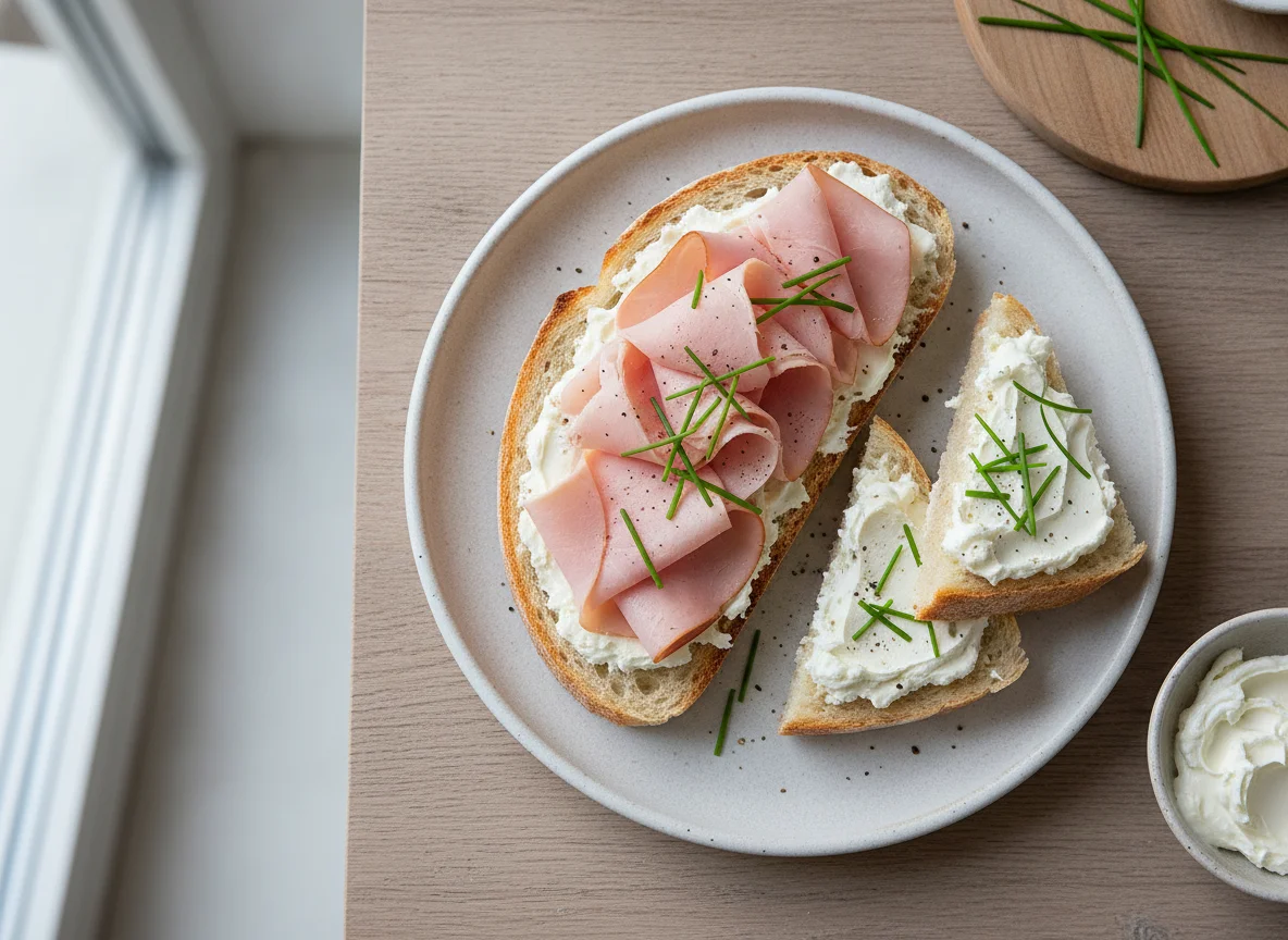 Schinken-Sandwich mit Frischkäse photo