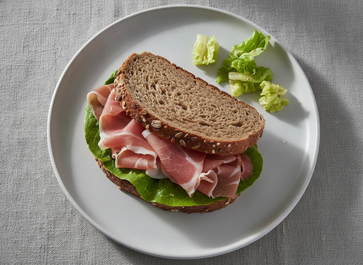 Schinken-Sandwich mit Salat photo