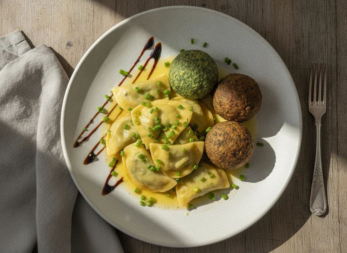 Schlutzkrapfen mit Knödeln photo