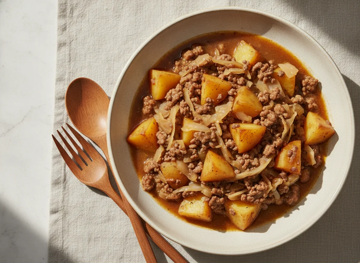 Schmorkohl mit Kartoffeln und Hackfleisch photo