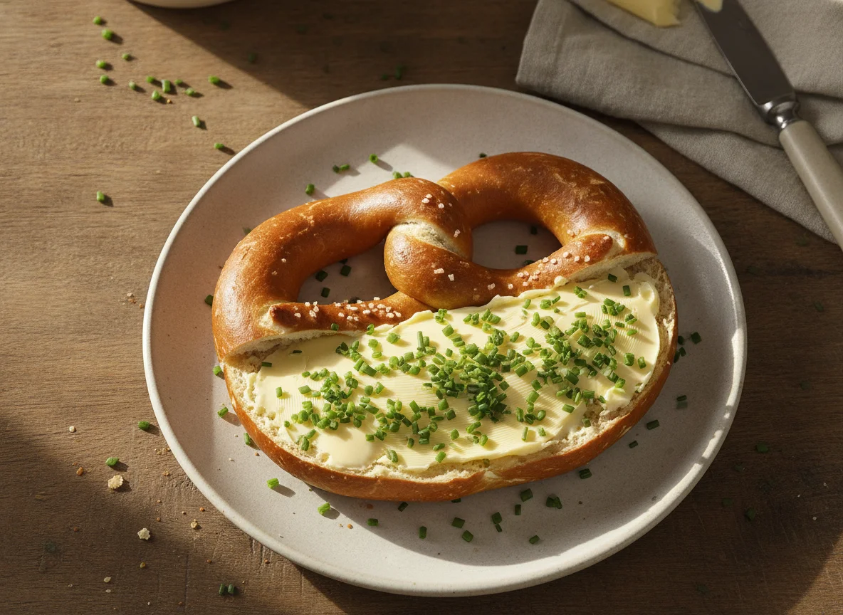 Schnittlauchbrezel mit Butter photo