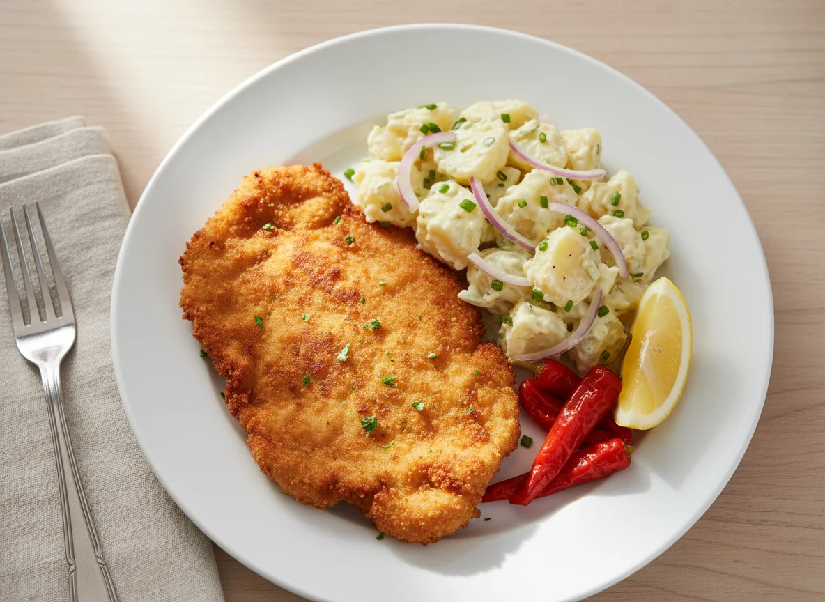 Schnitzel mit Kartoffelsalat photo