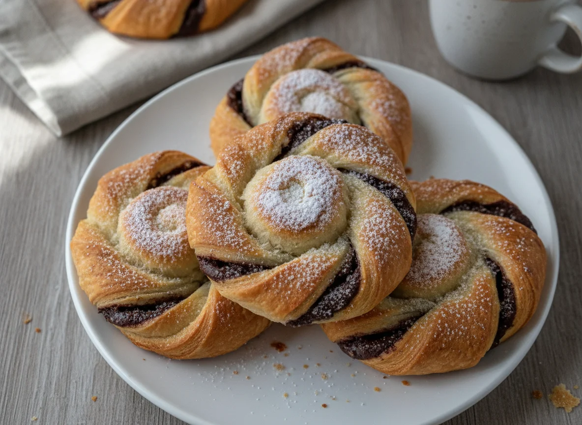 Schokobrötchen mit Puderzucker photo