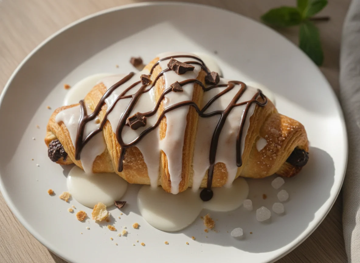 Schokocroissant mit Glasur photo
