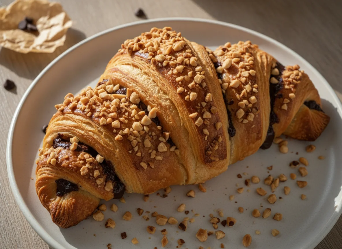 Schokocroissant mit Nüssen photo