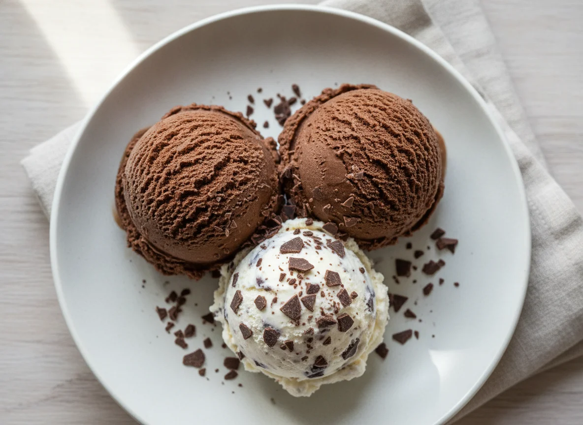 Schokoladen- und Stracciatella-Eis photo