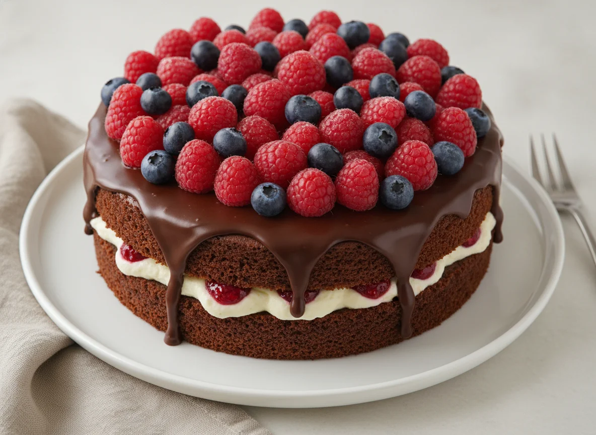 Schokoladen-Beeren-Torte photo