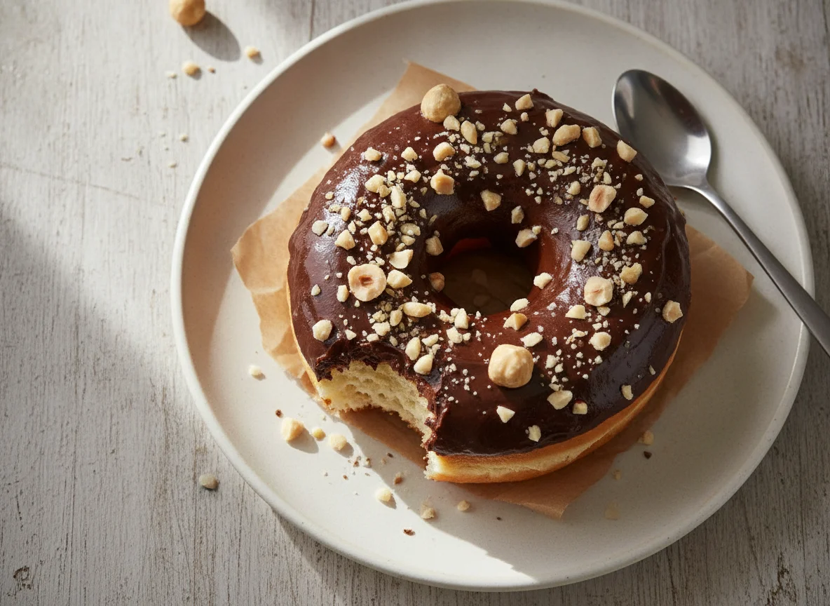 Schokoladen-Donut mit Haselnüssen photo