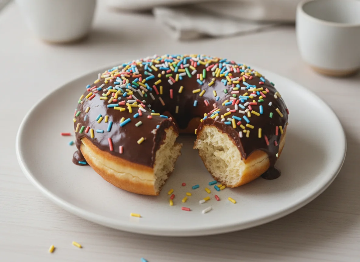 Schokoladen-Donut mit Zuckerstreuseln photo