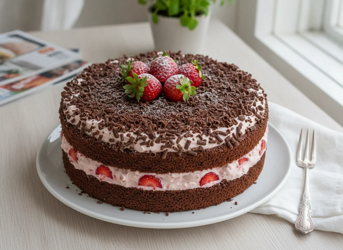 Schokoladen-Erdbeer-Sahnetorte photo