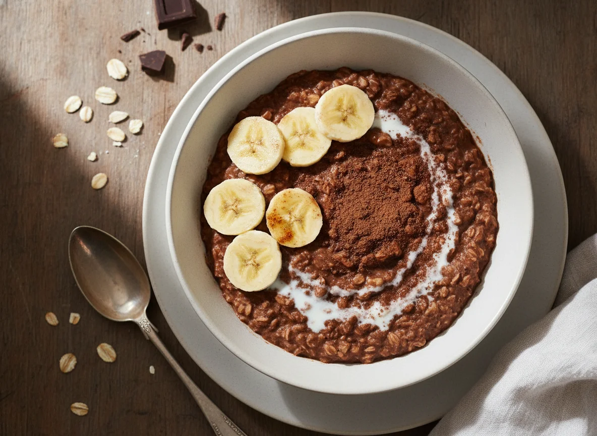 Schokoladen-Haferbrei mit Banane photo