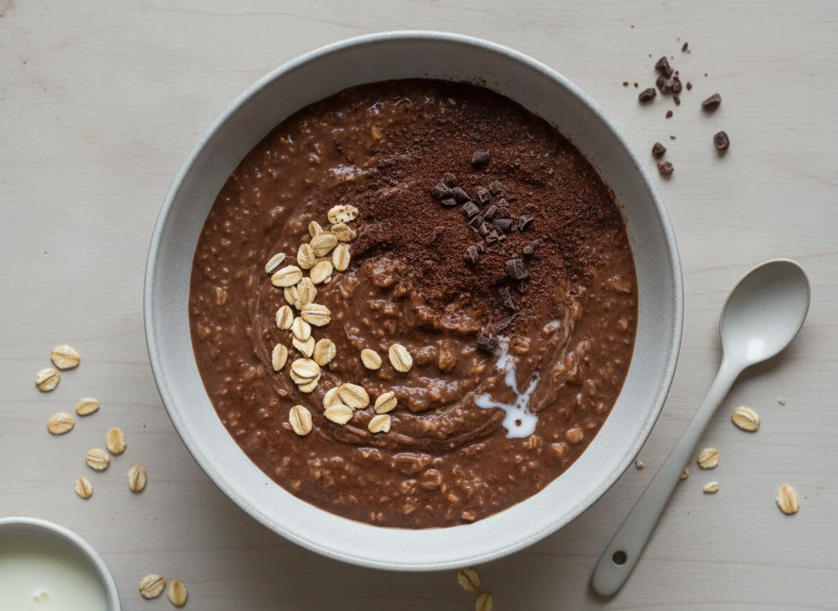 Schokoladen-Haferbrei mit Proteinpulver photo