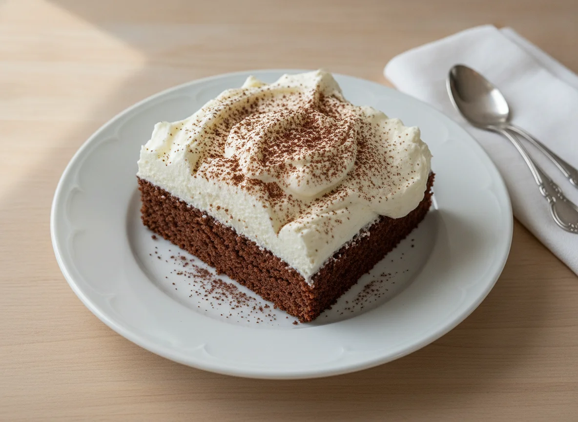 Schokoladenkuchen mit Sahnehaube photo
