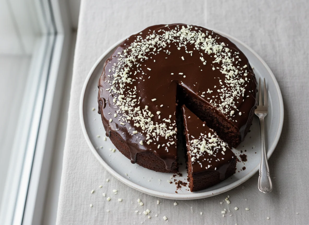 Schokoladenkuchen mit Schokoladenglasur photo