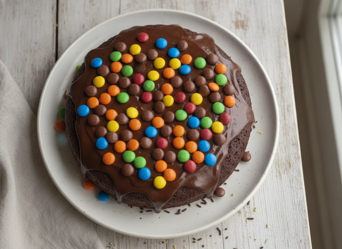 Schokoladenkuchen mit Schokolinsen photo