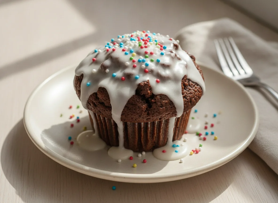 Schokoladen-Muffin mit Glasur photo