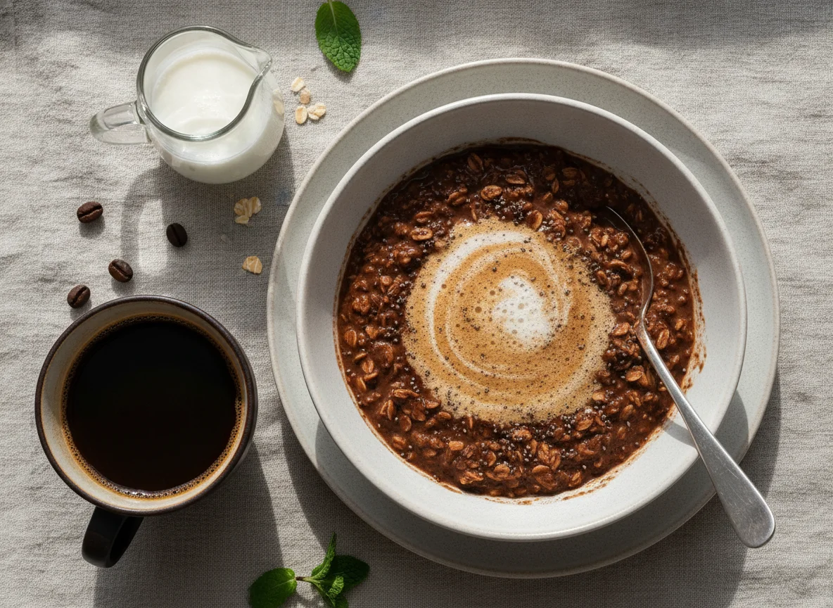 Schoko-Overnight-Oats mit Milchkaffee photo