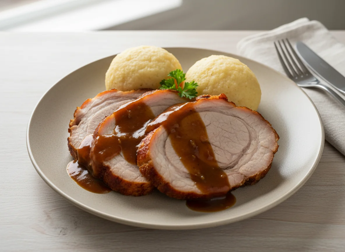 Schweinebraten mit Semmelknödel photo