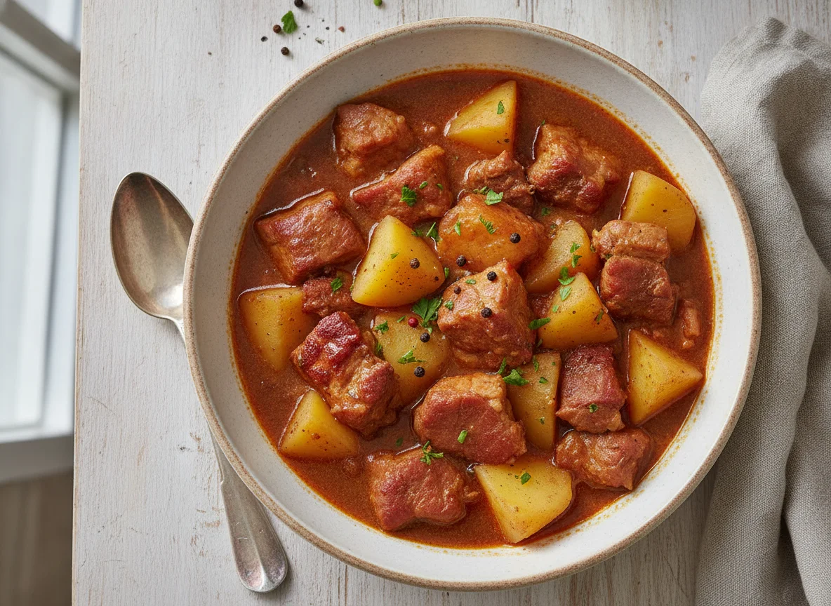 Schweinefleisch-Eintopf mit Kartoffeln photo