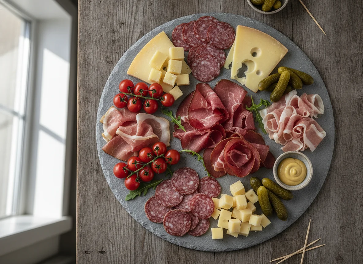 Schweizer Fleisch- und Käseplatte photo