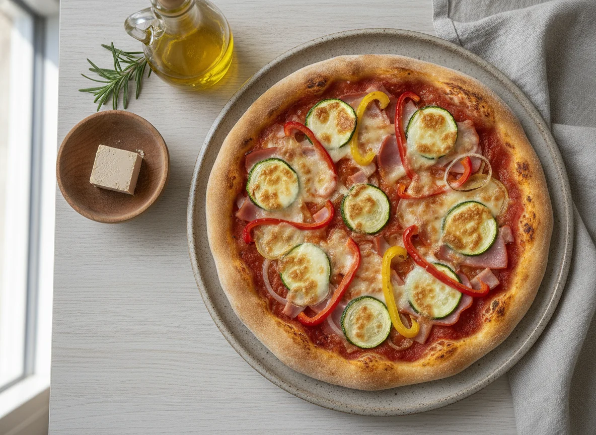 Selbstgemachte Pizza mit Dinkelmehl photo