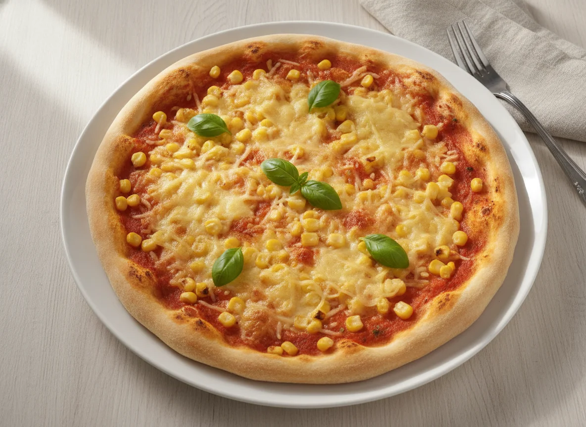 Selbstgemachte Pizza mit Mais photo